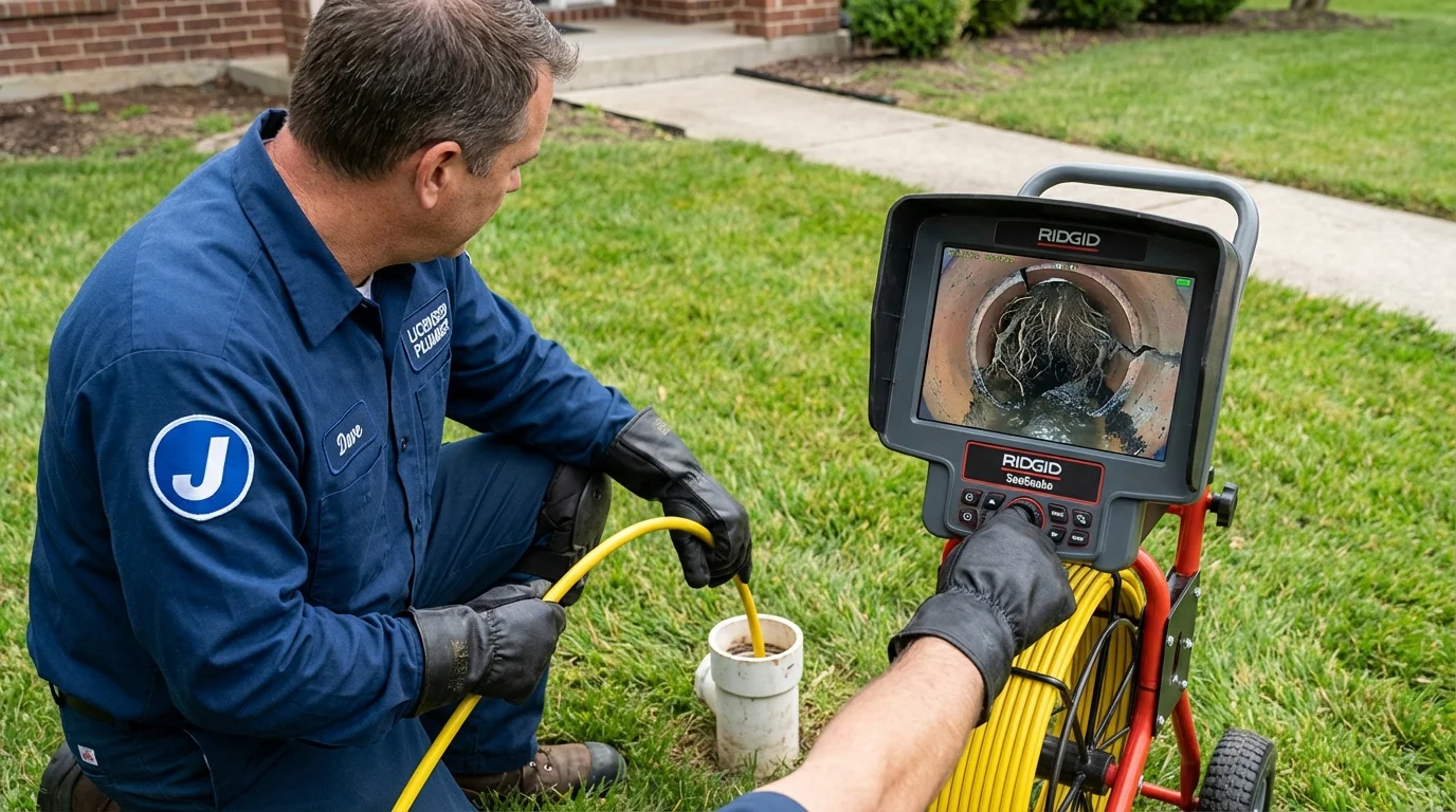 Sewer camera inspection being performed by Johns Plumbing LLC in Gordon