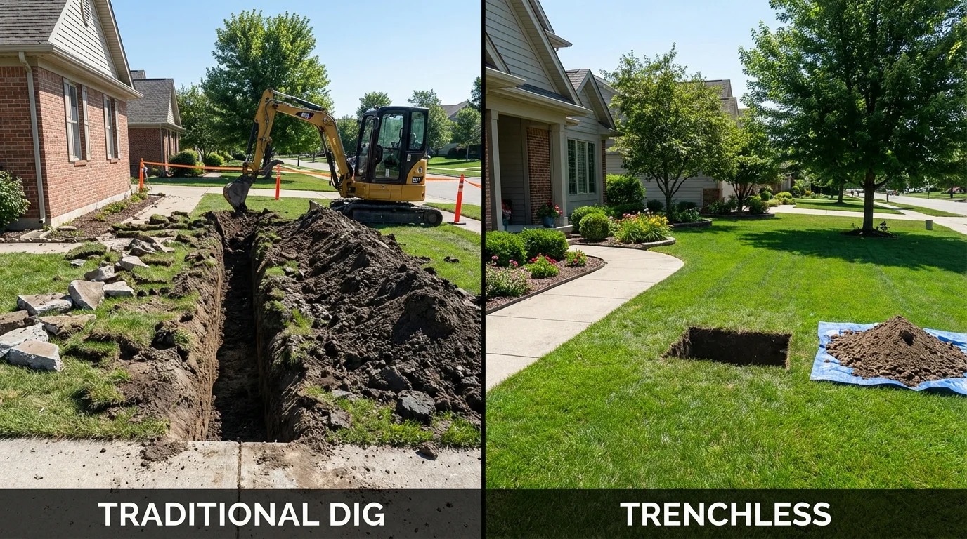 Trenchless sewer repair with minimal yard damage versus traditional excavation in Gordon, GA